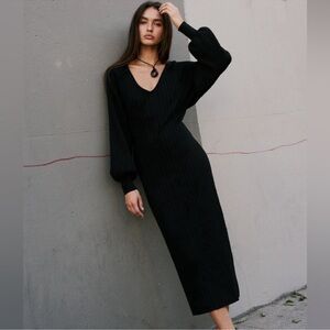 Free people Black midi  Knit Dress only worn once